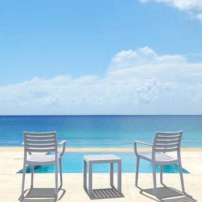 Artemis Outdoor Dining Arm Chair Silver Gray, Set of 2