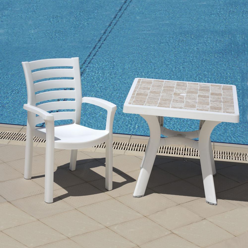 Dining Arm Chair, Set of 2, White, Belen Kox