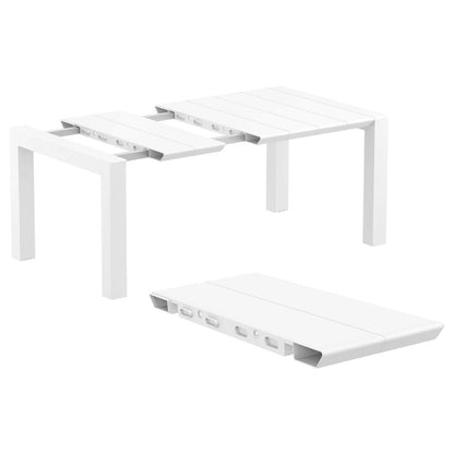 Pacific 5 Piece Dining set with Extension Table and Sling Arm Chairs White Frame White Sling