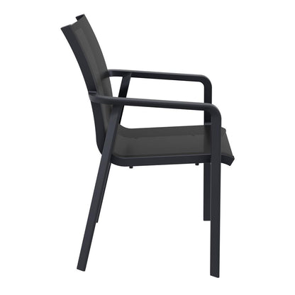 Pacific Sling Arm Chair Black Frame Black Sling, Set of 2