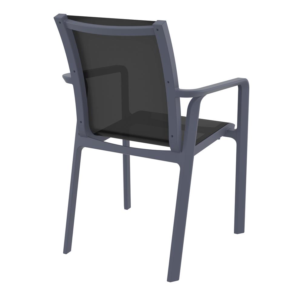 Pacific Sling Arm Chair Dark Gray Frame Black Sling, Set of 2