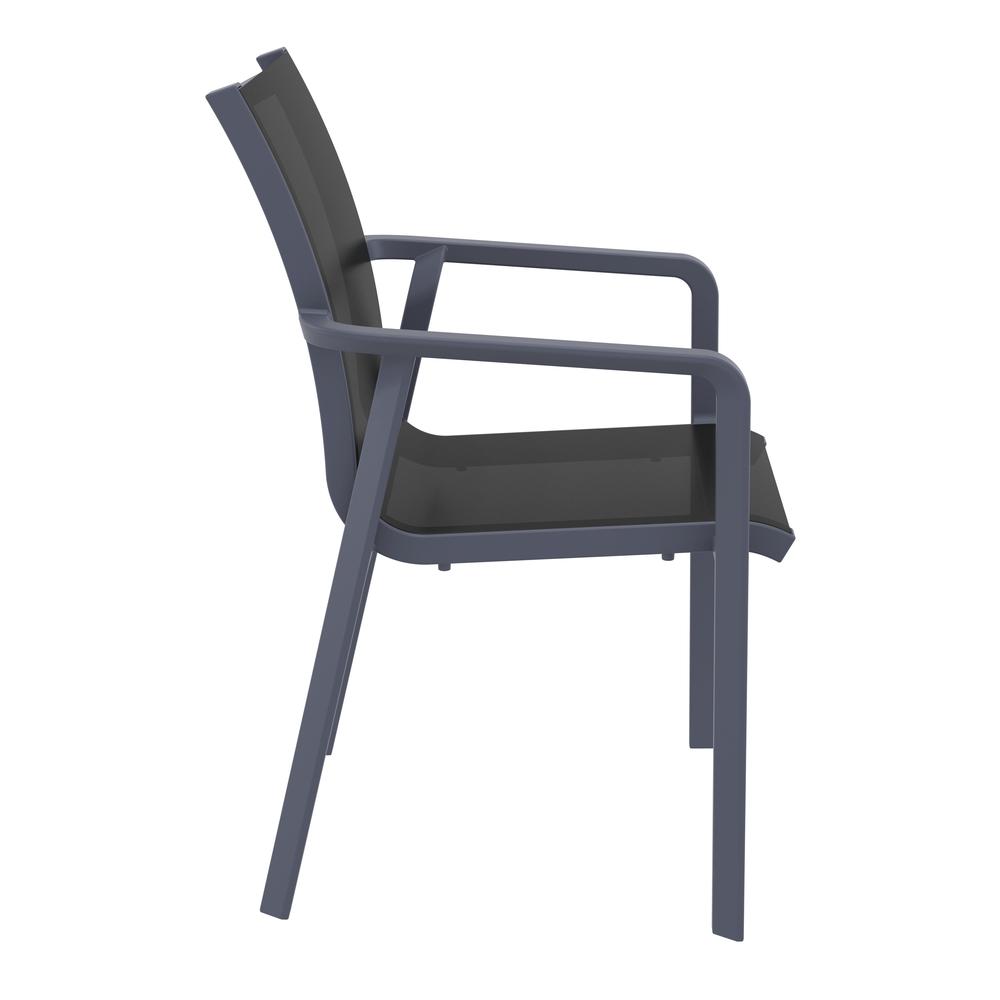 Pacific Sling Arm Chair Dark Gray Frame Black Sling, Set of 2