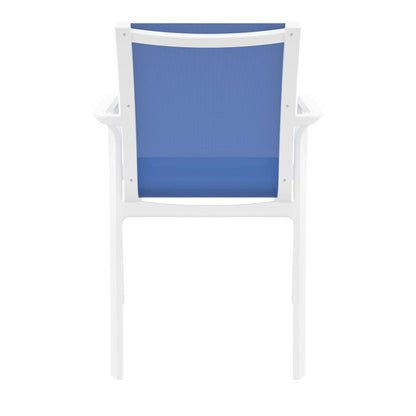 Pacific Sling Arm Chair White Frame Blue Sling, Set of 2