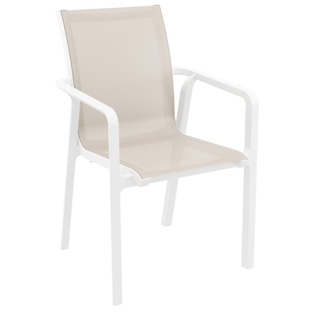 Pacific Sling Arm Chair White Frame Taupe Sling, Set of 2