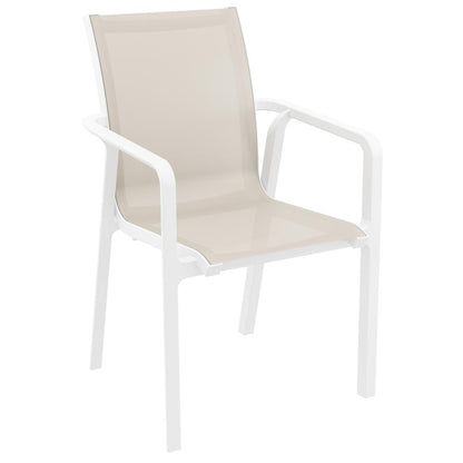 Pacific Sling Arm Chair White Frame Taupe Sling, Set of 2