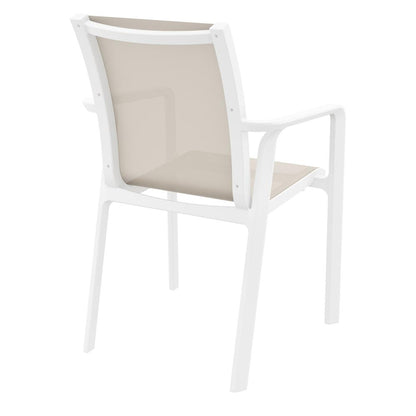 Pacific Sling Arm Chair White Frame Taupe Sling, Set of 2