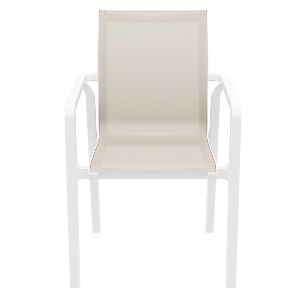 Pacific Sling Arm Chair White Frame Taupe Sling, Set of 2