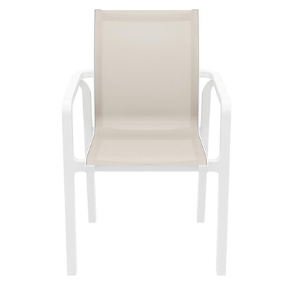 Pacific Sling Arm Chair White Frame Taupe Sling, Set of 2