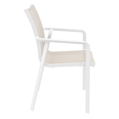 Pacific Sling Arm Chair White Frame Taupe Sling, Set of 2