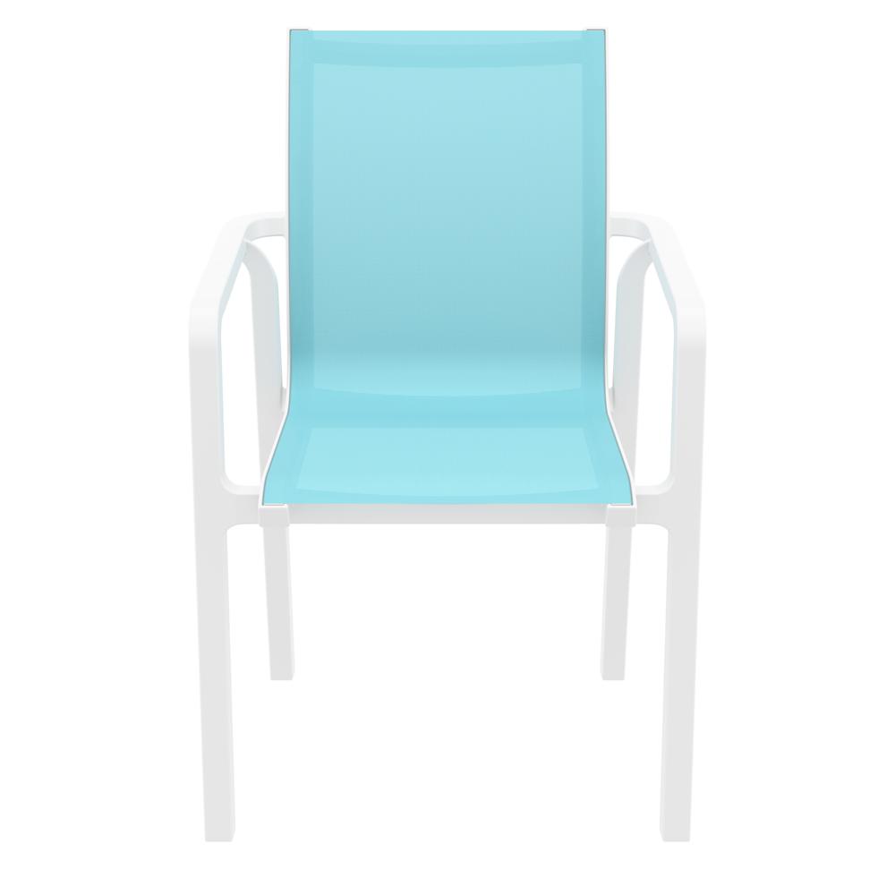 Pacific Sling Arm Chair White Frame Turquiose Sling, Set of 2