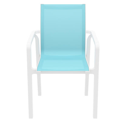 Pacific Sling Arm Chair White Frame Turquiose Sling, Set of 2