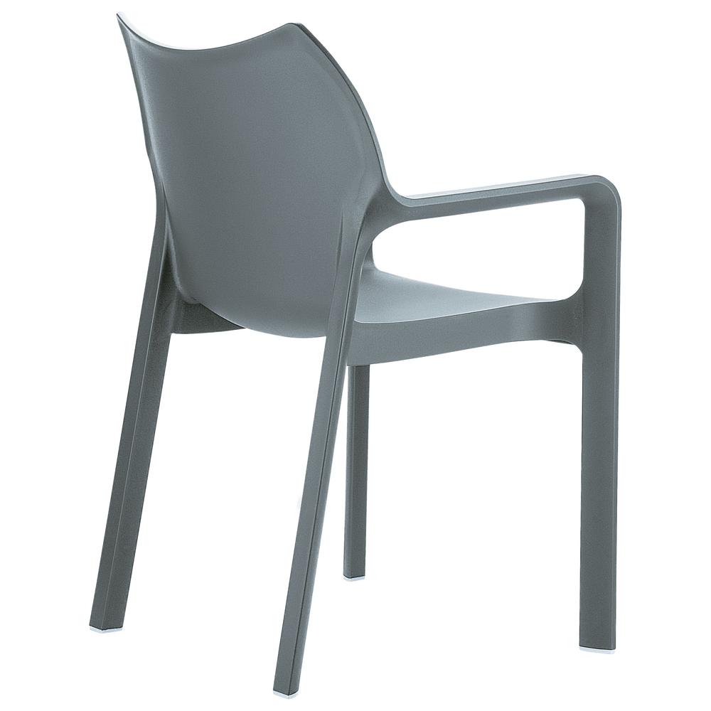 Resin Outdoor Dining Arm Chair, Set of 2, Dark Gray, Belen Kox