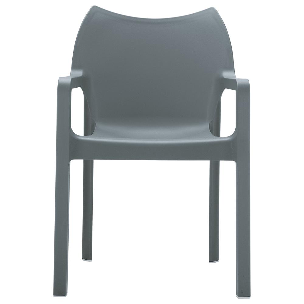 Resin Outdoor Dining Arm Chair, Set of 2, Dark Gray, Belen Kox