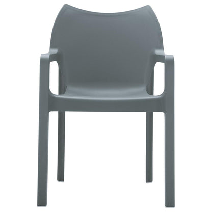 Resin Outdoor Dining Arm Chair, Set of 2, Dark Gray, Belen Kox