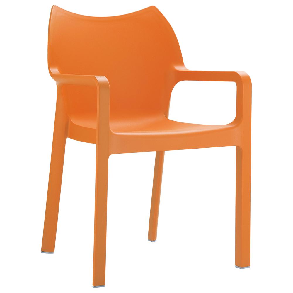 Diva Resin Outdoor Dining Arm Chair Orange, Set of 2
