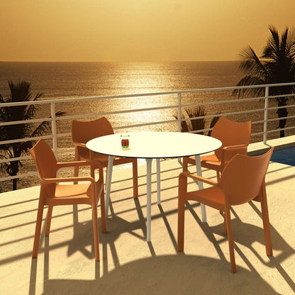 Diva Resin Outdoor Dining Arm Chair Orange, Set of 2