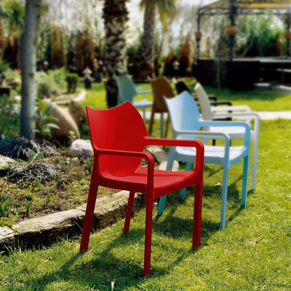 Diva Resin Outdoor Dining Arm Chair Red, Set of 2