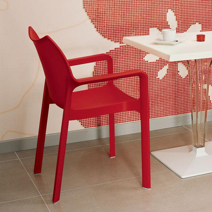 Diva Resin Outdoor Dining Arm Chair Red, Set of 2