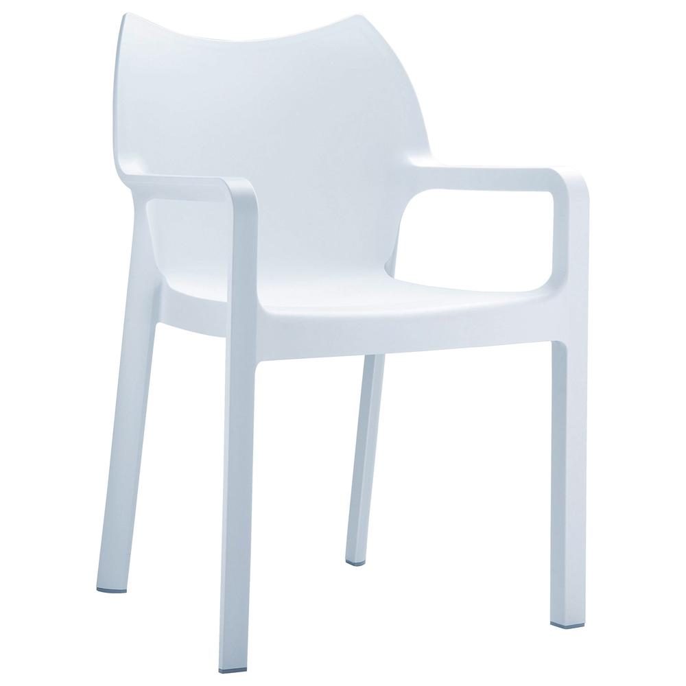 Resin Outdoor Dining Arm Chair, Set of 2, White, Belen Kox