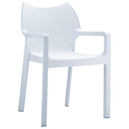 Resin Outdoor Dining Arm Chair, Set of 2, White, Belen Kox