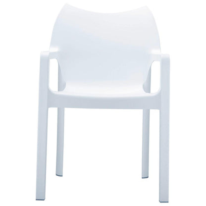 Resin Outdoor Dining Arm Chair, Set of 2, White, Belen Kox