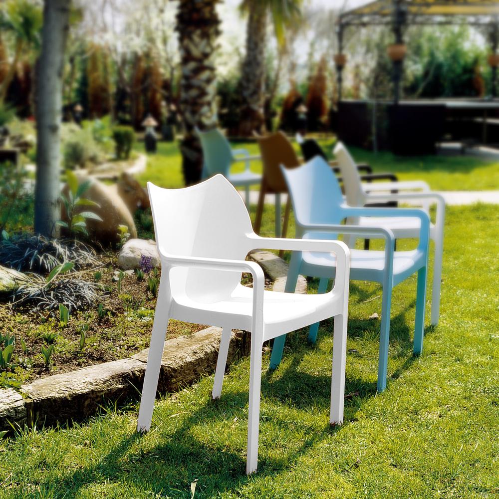 Resin Outdoor Dining Arm Chair, Set of 2, White, Belen Kox