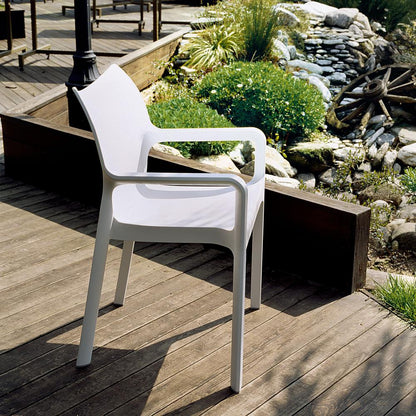 Resin Outdoor Dining Arm Chair, Set of 2, White, Belen Kox