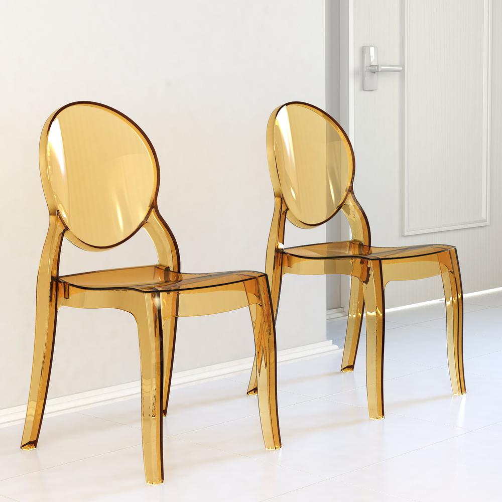 Elizabeth Polycarbonate Dining Chair Transparent Amber, Set of 2