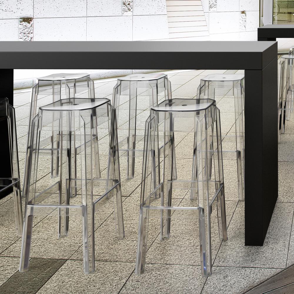 Fox Polycarbonate Bar Stool Clear Transparent, Set of 2