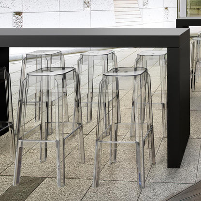 Fox Polycarbonate Bar Stool Clear Transparent, Set of 2