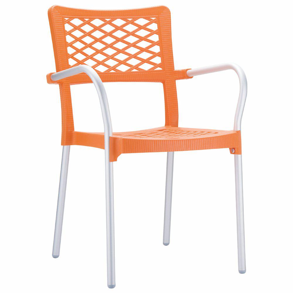 Resin Dining Arm Chair, Set of 4, Orange, Belen Kox