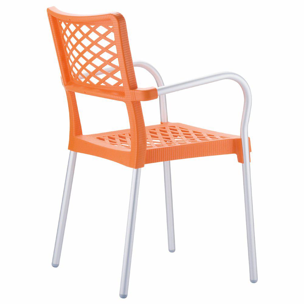 Resin Dining Arm Chair, Set of 4, Orange, Belen Kox
