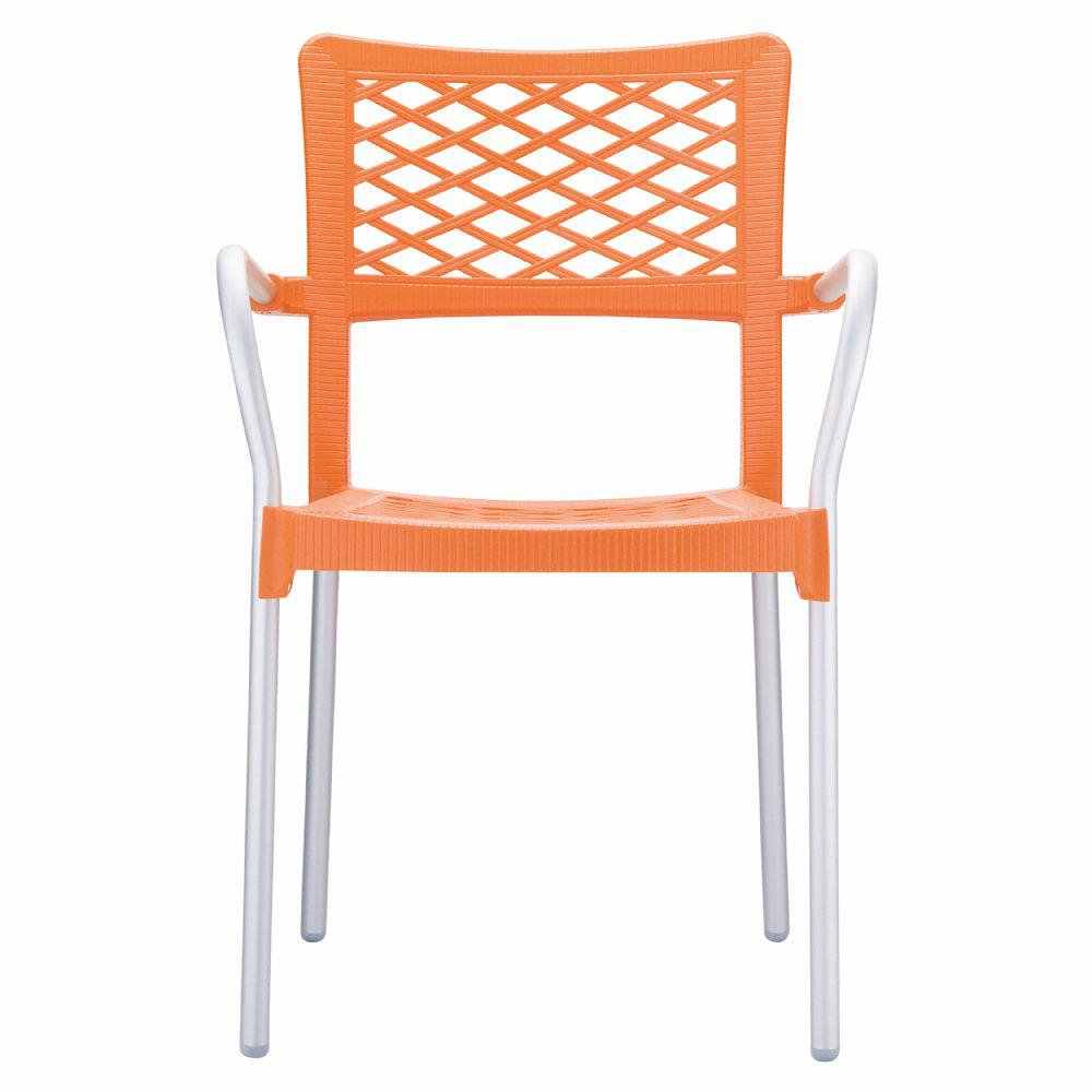 Resin Dining Arm Chair, Set of 4, Orange, Belen Kox