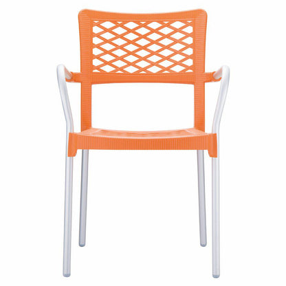 Resin Dining Arm Chair, Set of 4, Orange, Belen Kox