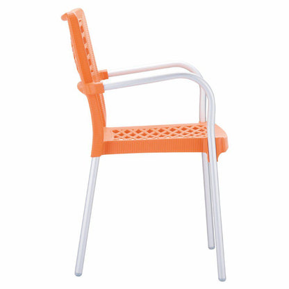 Resin Dining Arm Chair, Set of 4, Orange, Belen Kox