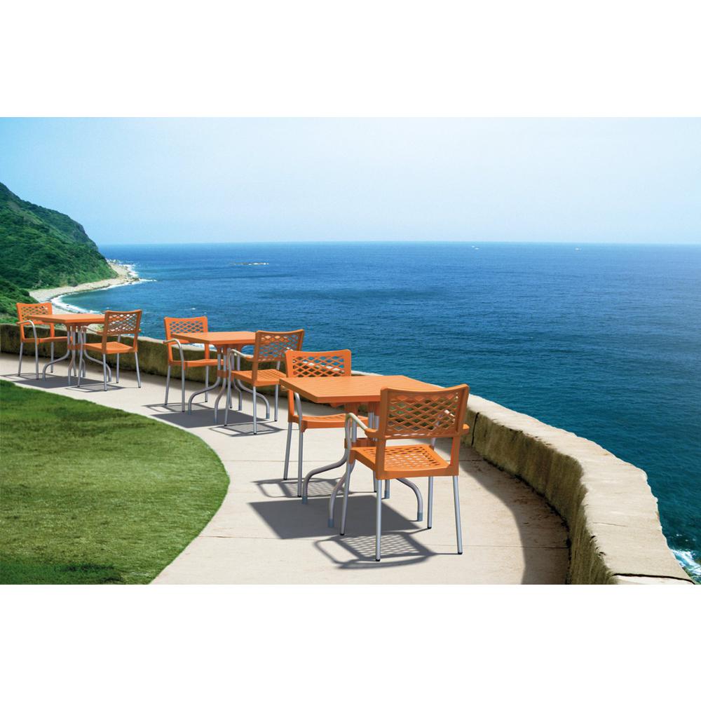 Resin Dining Arm Chair, Set of 4, Orange, Belen Kox