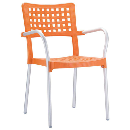 Gala Resin Dining Arm Chair Orange Set of 4