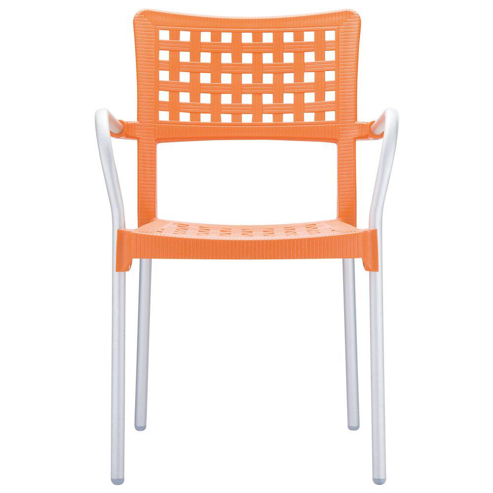 Gala Resin Dining Arm Chair Orange Set of 4