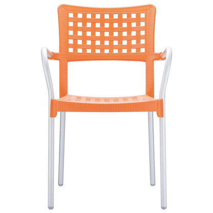 Gala Resin Dining Arm Chair Orange Set of 4