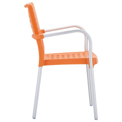 Gala Resin Dining Arm Chair Orange Set of 4