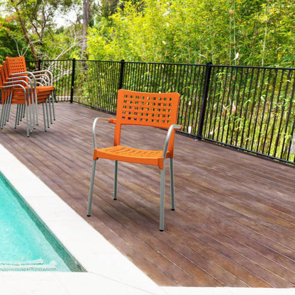 Gala Resin Dining Arm Chair Orange Set of 4