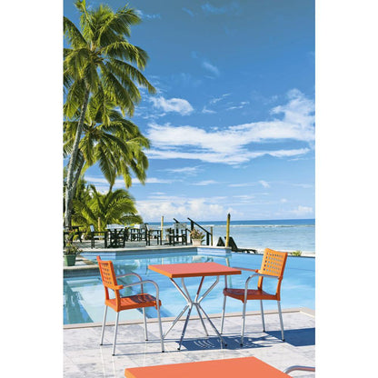 Gala Resin Dining Arm Chair Orange Set of 4