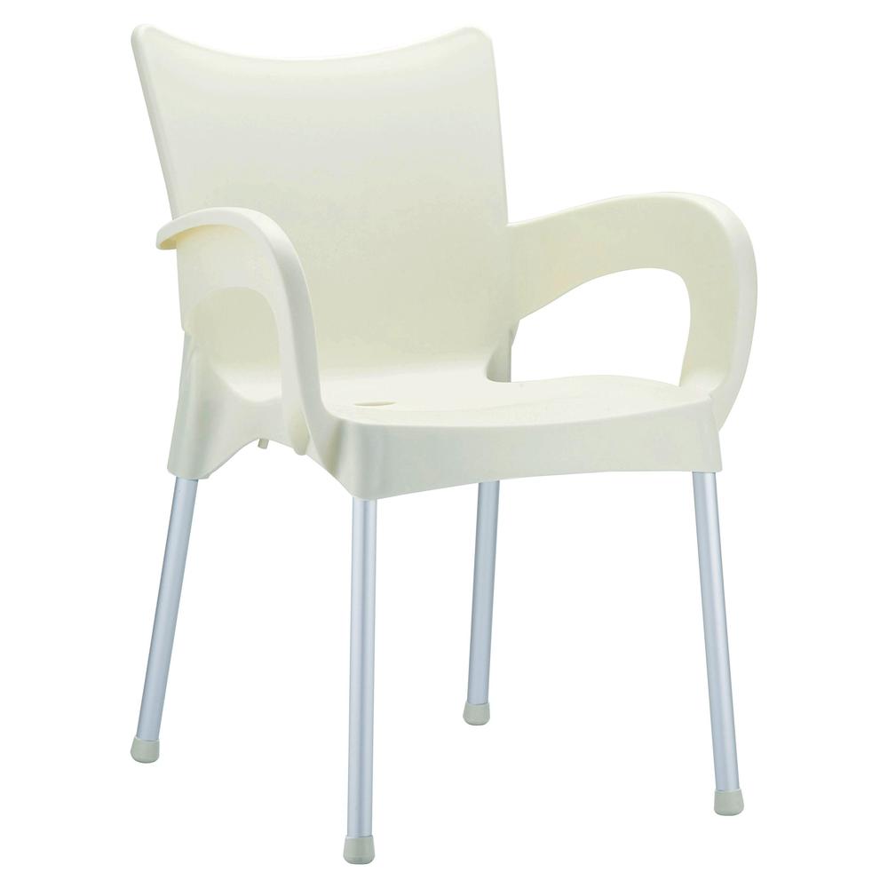 Romeo Resin Dining Arm Chair Beige, Set of 2