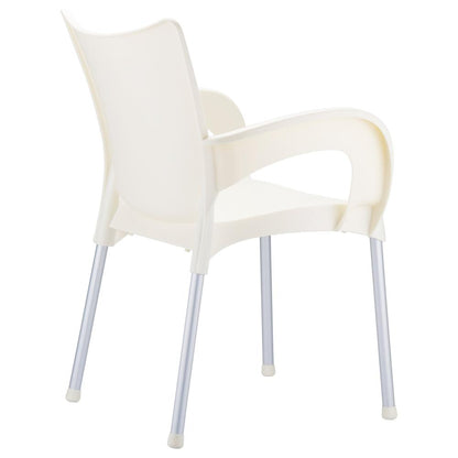 Romeo Resin Dining Arm Chair Beige, Set of 2