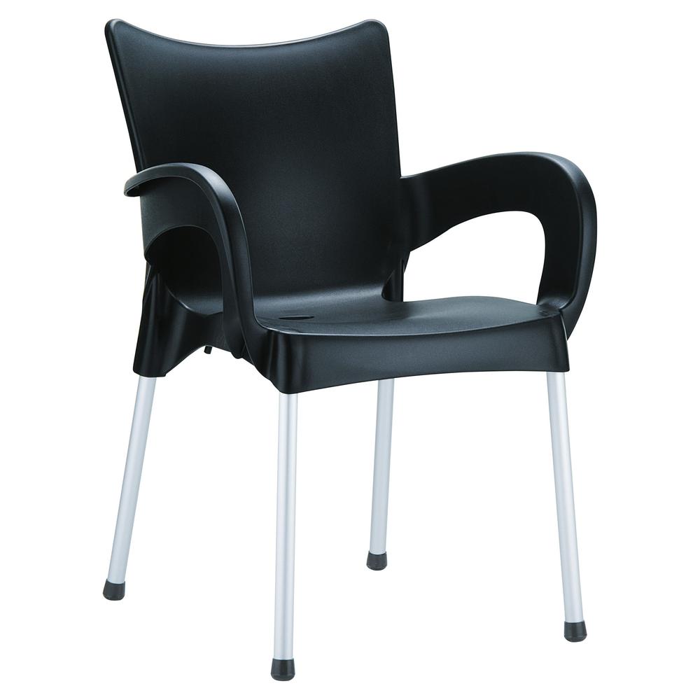 Romeo Resin Dining Arm Chair Black, Set of 2