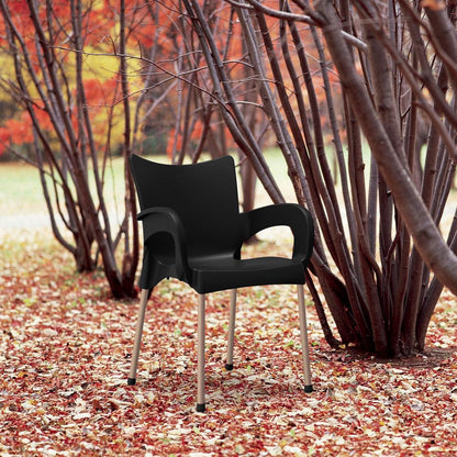Romeo Resin Dining Arm Chair Black, Set of 2