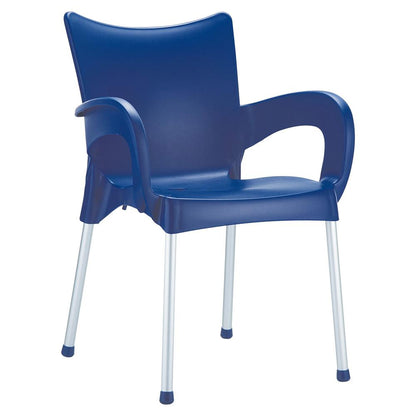 Romeo Resin Dining Arm Chair Dark Blue, Set of 2