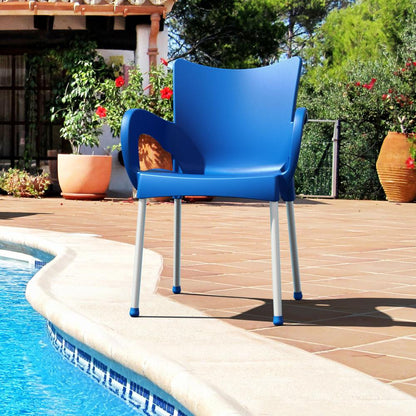 Romeo Resin Dining Arm Chair Dark Blue, Set of 2
