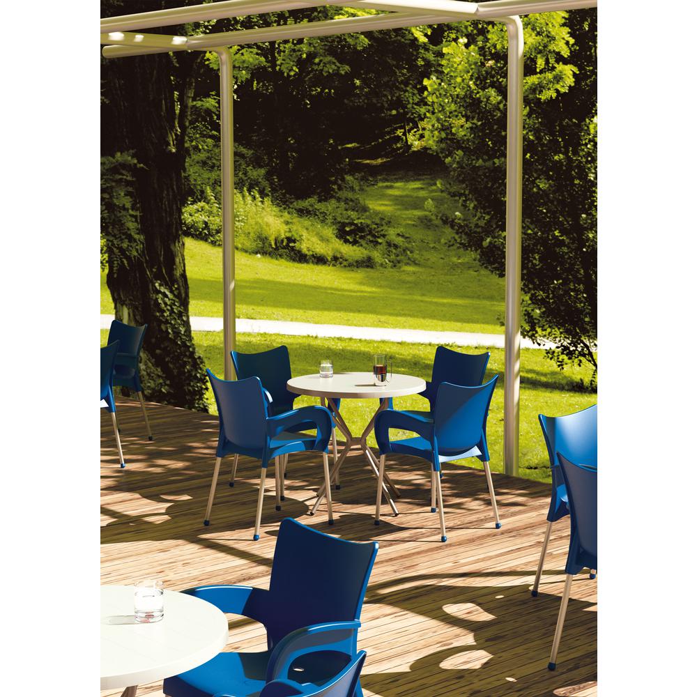 Romeo Resin Dining Arm Chair Dark Blue, Set of 2