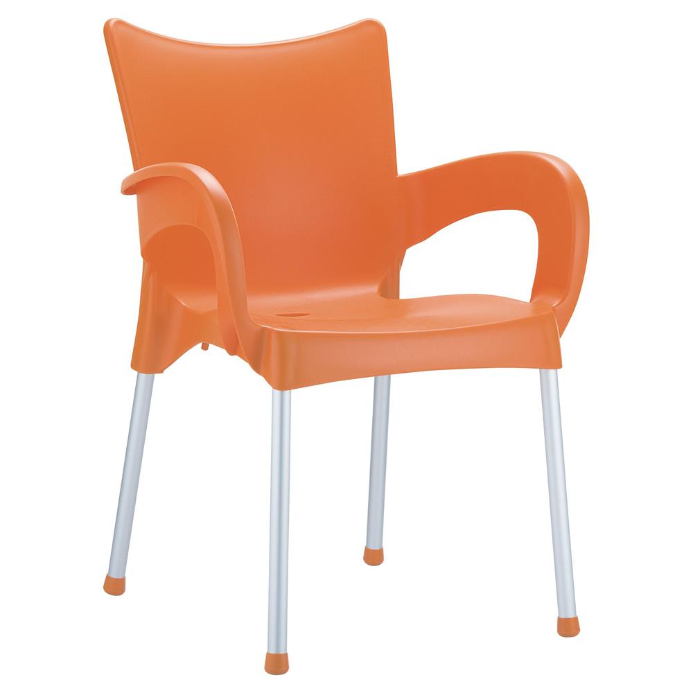 Romeo Resin Dining Arm Chair Orange, Set of 2